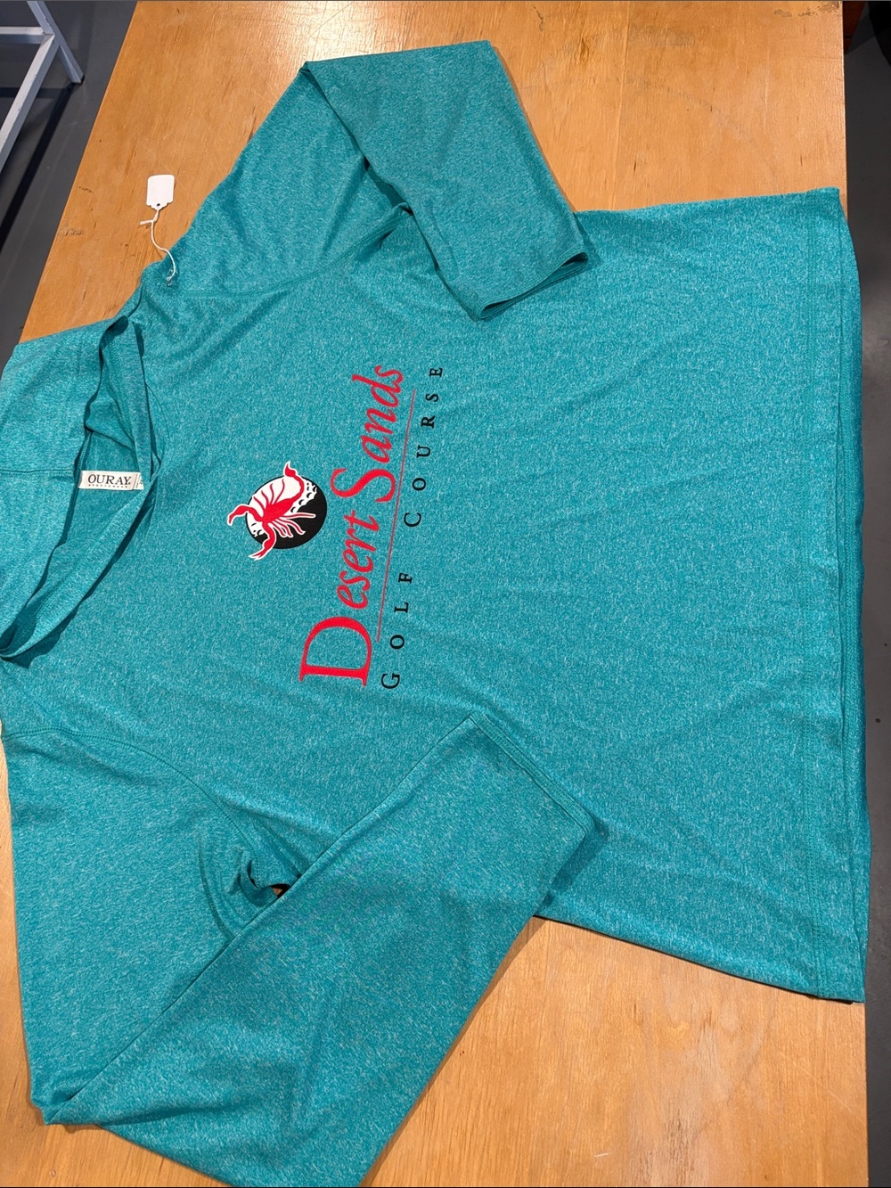 Ouray ~ Aqua Turquoise Teal “Desert Sands Golf Course” Long Sleeve Shirt Hoodie